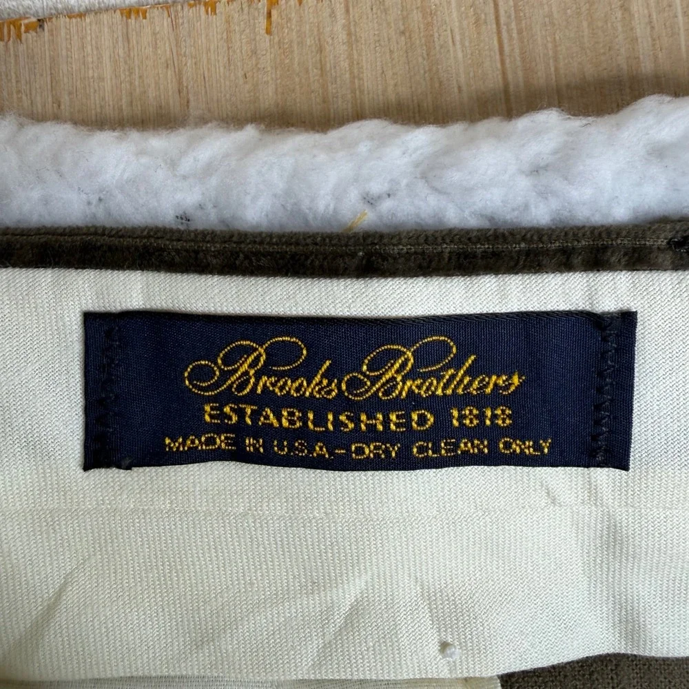 Brooks Brothers Mens 38x29 Olive Green Corduroy Pleated pants Made in USA